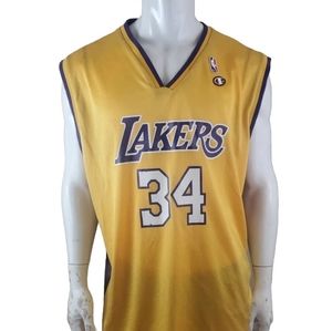 Shaquille O'Neal Lakers #34 Champion Vintage Gold Purple Jersey Size 52 or XXL